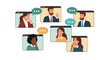 © GraphicsWorld - Online Business Discussion Concept. Vector illustration of diverse people in web pages windows leading discussion. Isolated on background