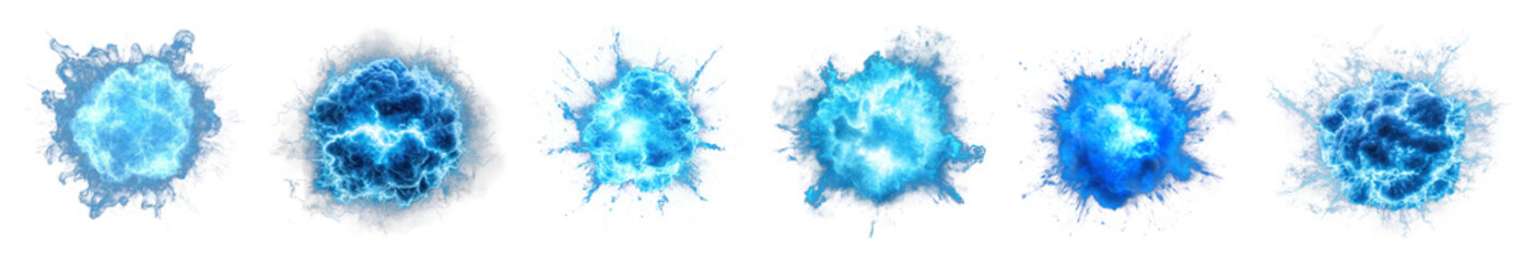 Wall Mural - png electric blue energy bursts, element set on transparent background