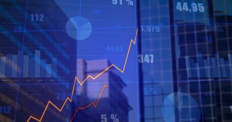 Poster - Animated yellow line climbing while red, green lines oscillating after start to show market trends