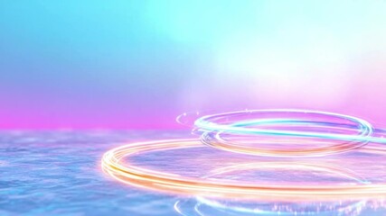 Poster - Abstract Rings of Light: A mesmerizing and abstract composition featuring radiant rings of light, swirling elegantly, casting a dreamy glow across the scene, a sense of wonder and innovation.