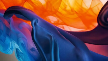 Poster - Swirling silk abstract art, colorful waves of fabric, smoke, bright motion, elegant flow, colorful abstract background