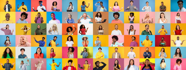 Poster - A vibrant collage highlights a diverse group of individuals expressing joy and connection through various poses and gestures.