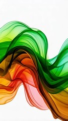 Poster - Swirling iridescent multi-colored wave pattern with blue, green, yellow, red, and pink hues on a white backdrop