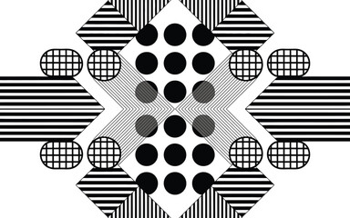 Poster - Abstract geometric design with black and white elements in a symmetrical arrangement