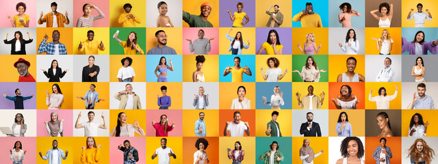 Poster - A vibrant collage features a diverse group of individuals, each expressing unique emotions and lifestyles.