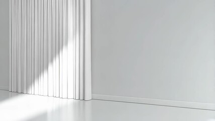 Poster - Empty white room with curtains and sunlight streaming in, providing a blank canvas for design or product placement possibilities