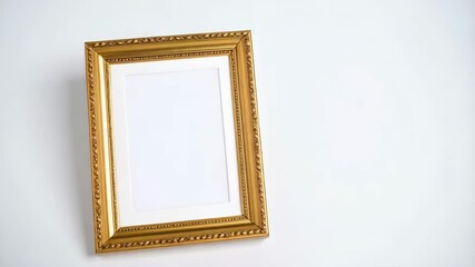 Poster - Ornate gold picture frame with blank white center on a light background to add your own image or artwork for display.