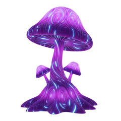 Poster - glowing, mushroom, intricate swirling patterns, radiating light on a transparent background showcasing vibrant colors and an ethereal aesthetic
