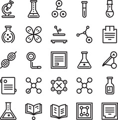 Poster - Science Lab Line Icons Pack Vector