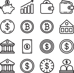 Poster - Finance Investment Line Icons Modern