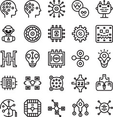 Poster - Ai Machine Learning Line Icons Minimal