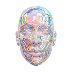 Poster - Holographic Face with Iridescent Colors and Transparent Background