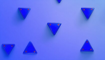 Abstract pattern of blue triangles with red accents on a gradient blue background