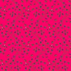Wall Mural - Cute funny monkeys on branches of fairy trees on a raspberry background seamless summer pattern. Beautiful seamless natural print for fabric.