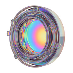 Poster - Abstract iridescent spiral with transparent background vibrant colors refraction light effects circular forms design.