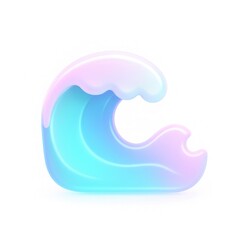 Poster - Pastel Blue And Pink 3D Wave Render, Soft Gradient, Whimsical Ocean Illustration
