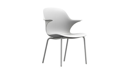 Poster - A minimalist design chair isolated against a transparent background featuring a white molded seat and slender metal legs providing a modern aesthetic.