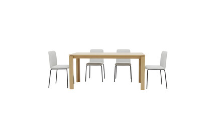 Poster - Isolated Wooden Table With Four Chairs on Transparent Background