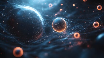 Wall Mural - Blue Earth and vibrant stars illuminate the cosmos, a celestial dance of light in the boundless universe