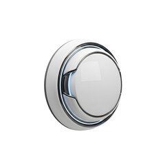 Poster - Modern White Circular Device With Blue Glowing Accents On Black Background