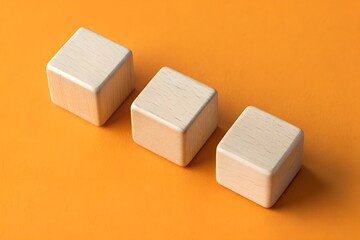 Poster - Wooden Cubes on Orange Background – Minimalist and Geometric Composition, Art, Minimalism, Abstract, Design, Geometry