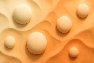 Fototapete - Abstract background featuring smooth, rounded shapes on a textured, undulating ochre surface.