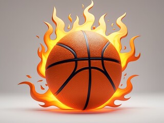 Poster - flaming orange basketball ball in fire graphic design illustration flames
