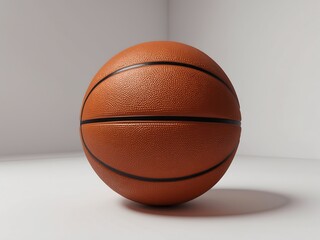 Poster - Orange Basketball on White Background Detailed Photorealistic Render of a Classic Basketball Ball in a Simple Studio Setting Showing its Texture