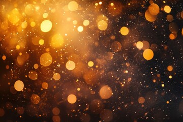 Poster - Sparkling golden and orange bokeh lights create a warm, enchanting atmosphere at a festive gathering in the evening, Sparkling display of golden and orange bokeh lights