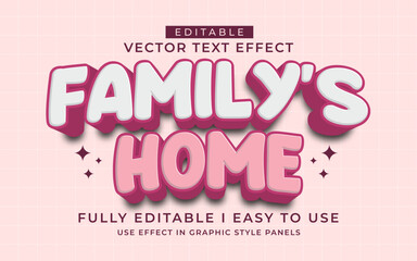 Poster - 3d editable family home text effect typography style template