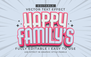 Poster - 3d editable happy family text effect typography style template