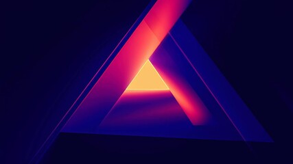 Poster - Abstract Neon Triangle Animation Glowing Shapes Dynamic Background Purple Pink Yellow Gradient Colors Modern Design Motion Graphics Loopable 4 K