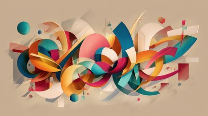 Aufkleber - Abstract colorful shapes art  background image