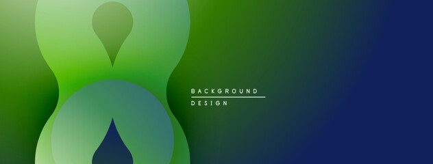 Poster - Abstract green gradient shapes overlap. Modern design suggests fluidity, depth, visual harmony. Background suitable for presentations, websites.