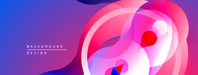 Poster - Abstract fluid shapes, vibrant colors blend. Dynamic composition creates modern visual impact. Smooth gradients, flowing forms dominate design.