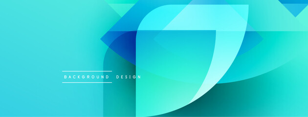 Aufkleber - Abstract turquoise background. Smooth gradients create flowing shapes, modern design elements. Text reads background design.