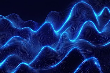 Poster - Vibrant blue wavy lights create a mesmerizing abstract background design for creative projects, blue wavy smooth lights able background