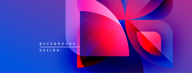 Aufkleber - Abstract vibrant background. Blue, pink, red gradients create dynamic shapes. Modern design elements suggest fluidity, energy.