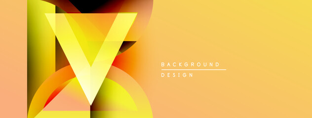 Poster - Abstract design features vibrant yellow, orange gradients. Geometric shapes create dynamic visual impact. Modern background suitable for various projects.