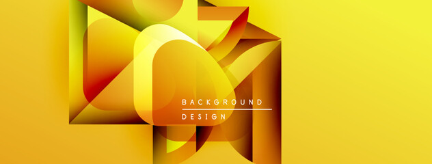 Aufkleber - Abstract geometric shapes, vibrant yellow gradients, modern design elements. Text reads background design. Minimalist composition, dynamic visual impact.