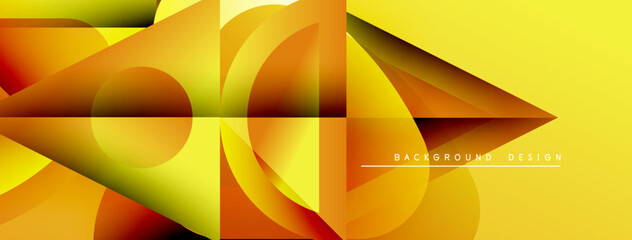 Aufkleber - Abstract yellow design features layered shapes, gradients. Modern composition evokes energy, movement, visual interest. Bright, dynamic background.