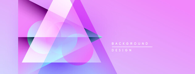 Poster - Abstract geometric shapes overlap, creating vibrant pink purple gradient background. Modern design elements suggest innovation, fluidity.