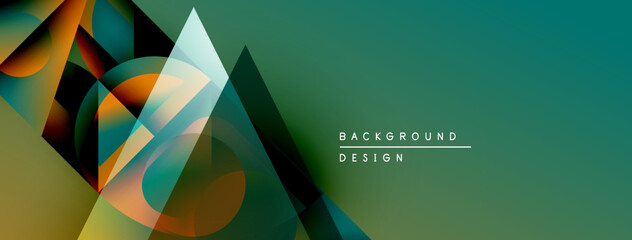 Aufkleber - Abstract geometric shapes overlap, creating dynamic composition. Teal, orange, gold hues dominate design. Modern aesthetic.