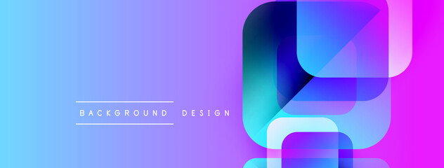 Fototapete - Abstract gradient background. Overlapping shapes create modern visual effect. Blue, purple hues dominate composition. Minimalist design.