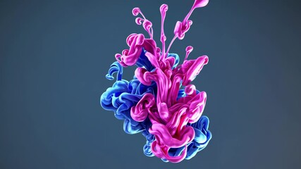 Wall Mural - pink and blue ink eruption on simple background