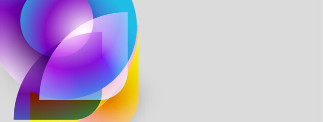 Fototapete - Abstract colorful shapes overlap, creating vibrant visual effect. Gradient hues blend smoothly, offering modern aesthetic.