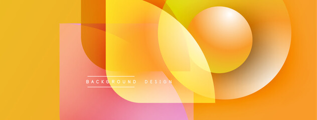 Fototapete - Abstract geometric shapes, vibrant orange hues, smooth gradients. Modern design elements create dynamic visual composition.