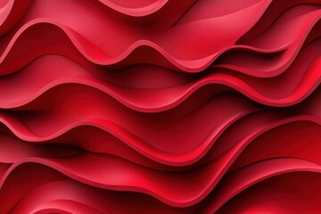 Poster - Experience the beauty of abstract displaced wavy bands in seamless red design, 4K Abstract Displaced Wavy Bands 3D CGI Seamless