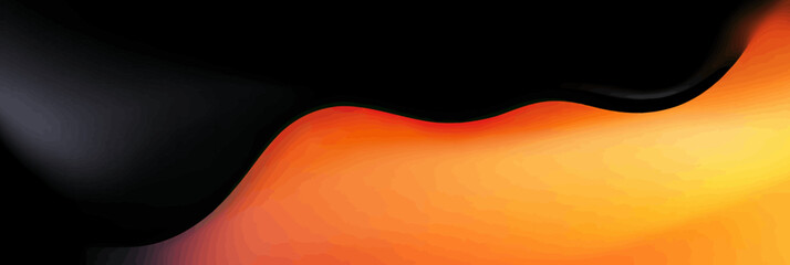 Poster - Abstract black and orange liquid wave background with smooth gradient blend and glossy flow for modern creative design banner illustration