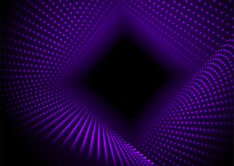 Poster - Ultraviolet neon glowing dotted linear squares abstract hi-tech background. Futuristic geometric vector design